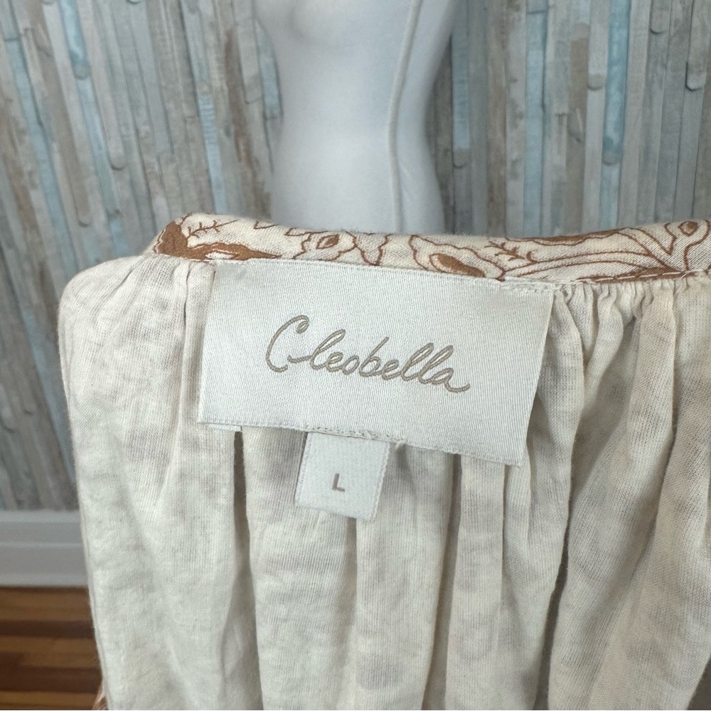 Cleobella L Brown Floral Print Rosy Mini Swing Tunic Peasant Dress Boho $198 - Picture 6 of 14
